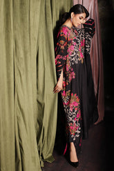 2-Pc Printed Raw-Silk Kaftan with Trouser CMA-3-13